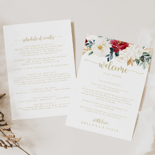 Classic Gold Floral Wedding Welcome Letter