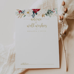 Classic Gold Floral Wedding Well Wishes Advice Card