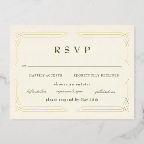 Classic Gold Foil Byzantine RSVP Foil Invitation Postcard