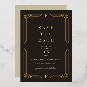 Classic Gold Foil Byzantine Save the Date Invitation