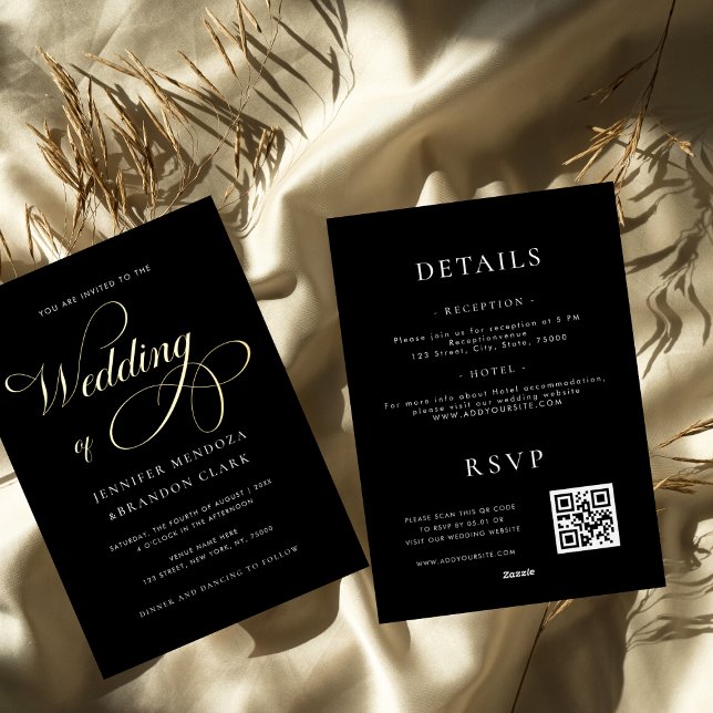 Classic Gold Foil Calligraphy All in One Wedding Foil Invitation (Creator Uploaded)