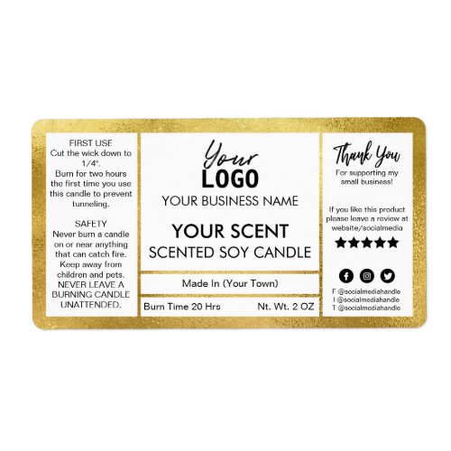 Classic Gold Foil Scented Soy Candle Label