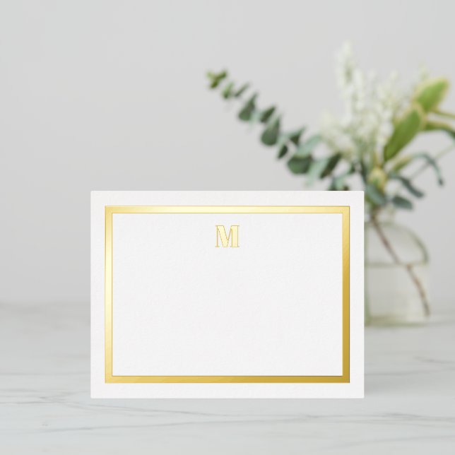Classic Gold Foil Serif Initials Notecard (Standing Front)