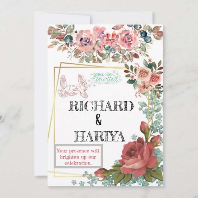 Classic Gold Foil Wedding Invitation | Formal Even (Front)