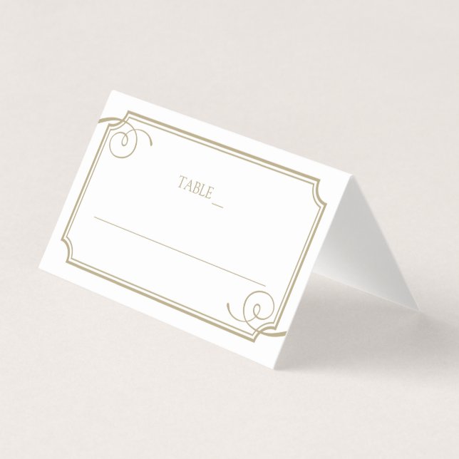 Classic Gold Frame Luxury Wedding Place Card (Front)