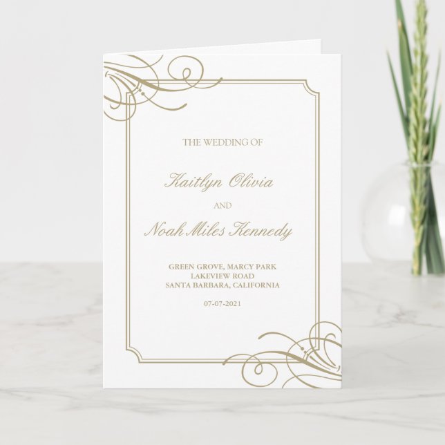 Classic Gold Frame Luxury Wedding Program (Front)
