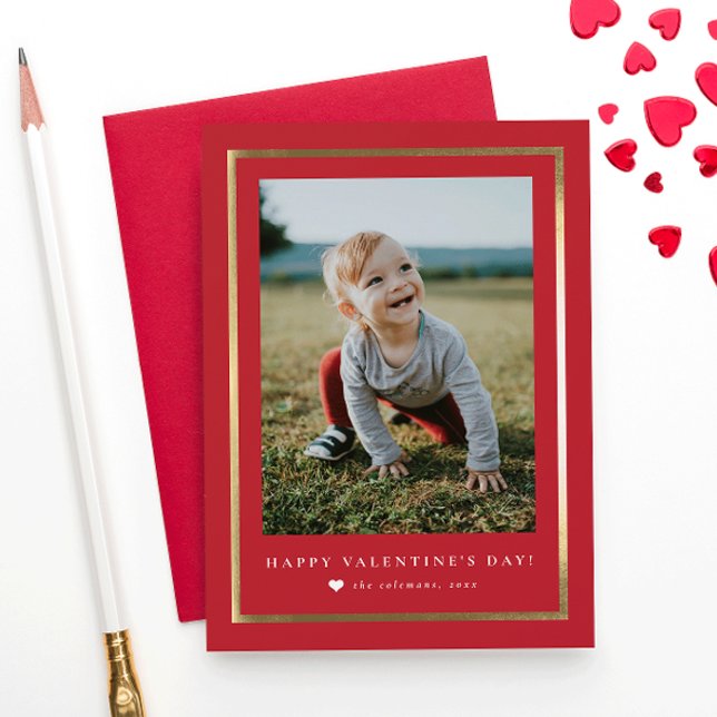Classic Gold Frame Photo Valentine's Day Note Card (Creator Uploaded)