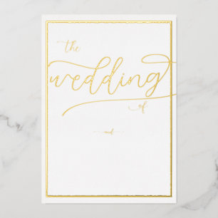 Classic Gold Frame Romantic Calligraphy Wedding Foil Invitation