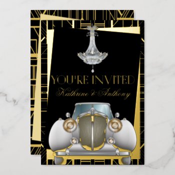 Classic Gold Gatsby Deco Wedding  Foil Invitation by Wedding_Trends at Zazzle