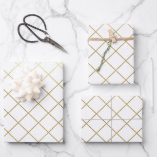 Classic Gold Geometric Abstract Pattern Wedding Wrapping Paper Sheets