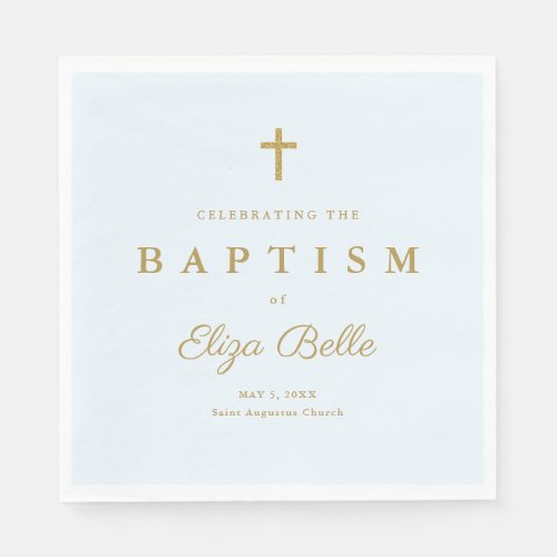 Classic Gold Glitter Cross Baptism Napkins