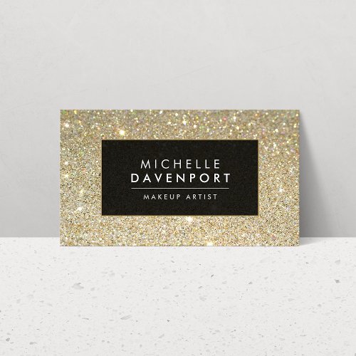 Classic Gold Glitter Makeup Artist Business Card