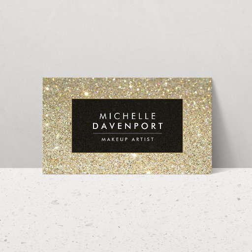 Customizable Classic Gold Glitter Makeup Artist Business Card Pack Of Standard Business Cards
