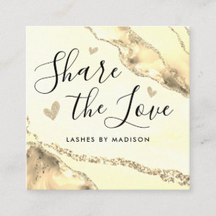 Classic Gold Glitter Marble Agate Chic Monogram Referral Card