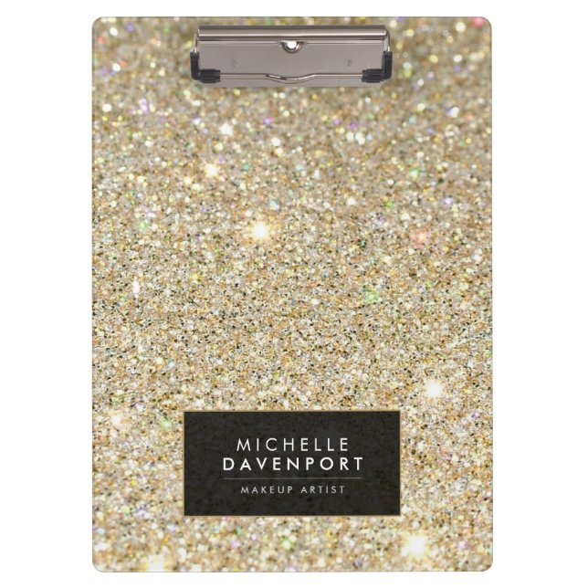 Classic Gold Glitter Personalized Clipboard (Front)