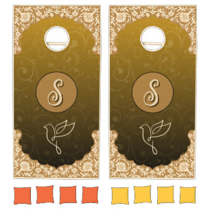 Classic Gold Gradient Monogram Wedding  Cornhole Set