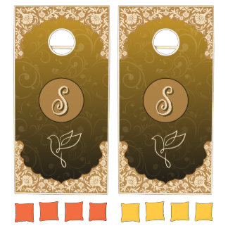 Classic Gold Gradient Monogram Wedding  Cornhole Set