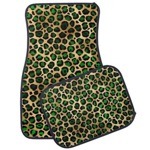 Classic Gold Green  Black Leopard Print Pattern Car Floor Mat