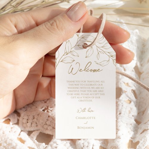 Classic Gold Greenery Destination Wedding Welcome Gift Tags