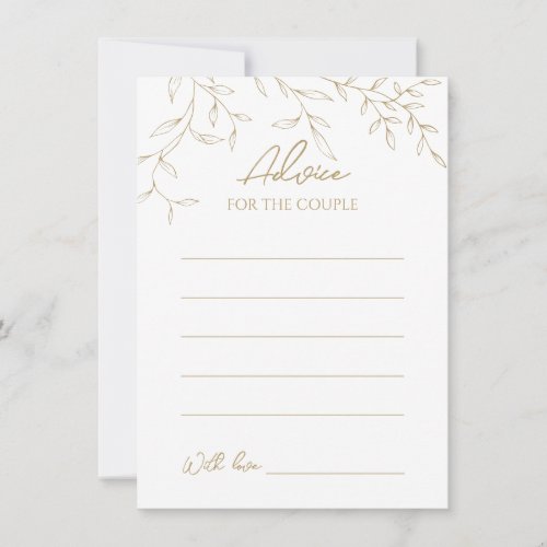 Classic Gold Greenery Wedding Advice Card