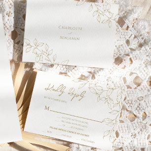 Classic Gold Greenery Wedding Entree Response Card