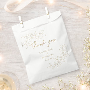 Classic Gold Greenery Wedding Favor Bag