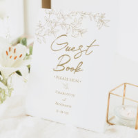 Classic Gold Greenery Wedding Guest Book