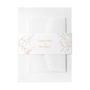 Classic Gold Greenery Wedding Invitation Belly Band