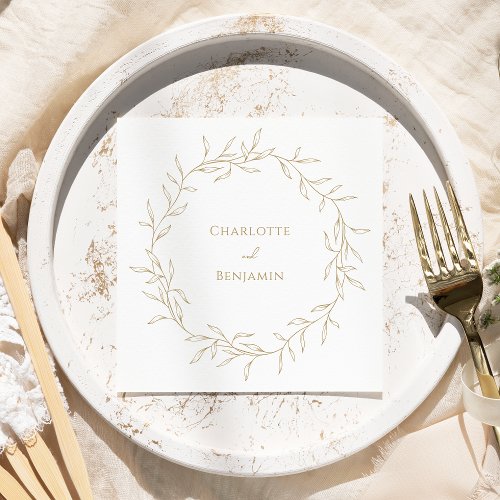 Classic Gold Greenery Wedding Napkins