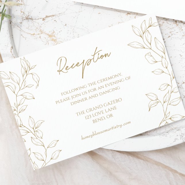 Classic Gold Greenery Wedding Reception Enclosure Card (Creator Uploaded)