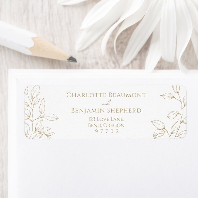 Classic Gold Greenery Wedding Return Address Label (Insitu)