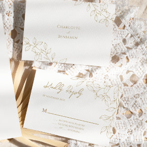 Classic Gold Greenery Wedding RSVP Response Card
