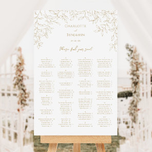 Classic Gold Greenery Wedding Seating Chart Foam Board