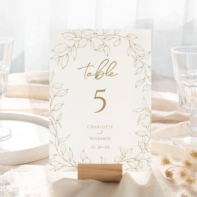 Classic Gold Greenery Wedding Table Number (Creator Uploaded)