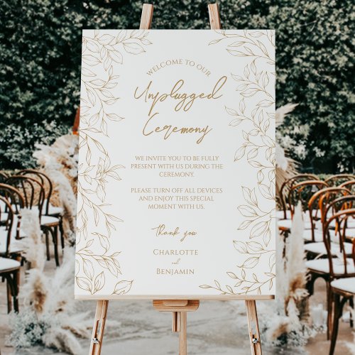 Classic Gold Greenery Wedding Unplugged Ceremony Foam Board