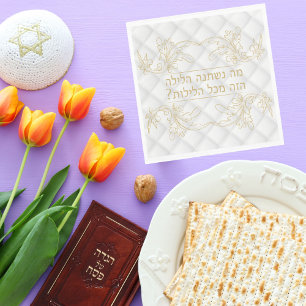 Classic Gold Hebrew Pesach Seder Passover Napkins
