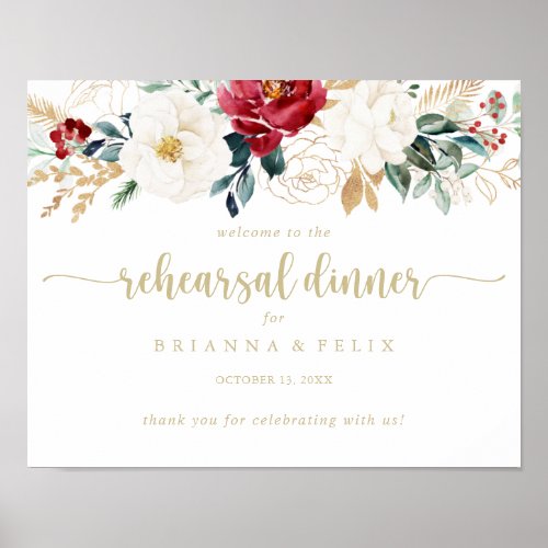 Classic Gold Horizontal Rehearsal Dinner Welcome  Poster