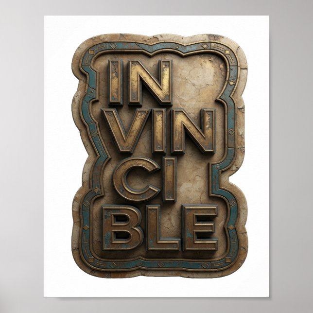 Classic Gold INVINCIBLE Quote Design Poster (Front)