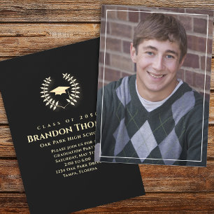 Classic Gold Laurel Graduation Announcement