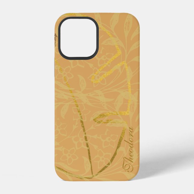 Classic Gold Leaf Ocher Elegant Pattern Iphone Case (Back)