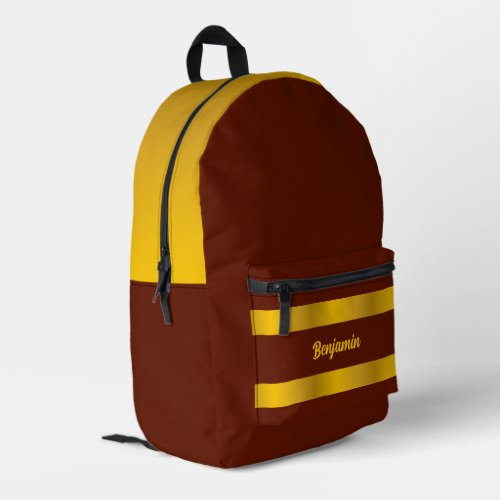 Classic Gold Lines on Dark Red with Name Printed Backpack
