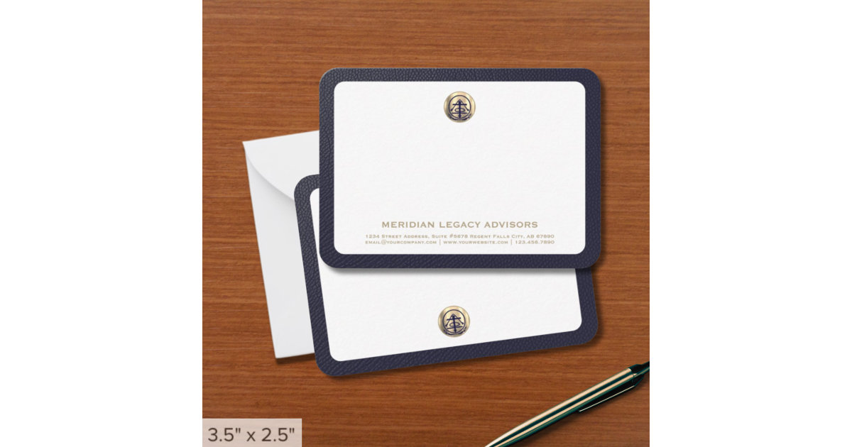 Classic Gold Logo Business Note Card | Zazzle