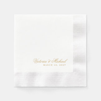 Classic Gold Longer Names Wedding Decor Napkins