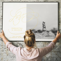 Classic gold love chic typography photo wedding  foil prints