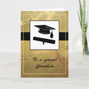 Classic Gold Marble Grandson Graduation Card