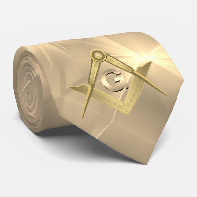 Classic Gold Masonic Neck Tie (Rolled)