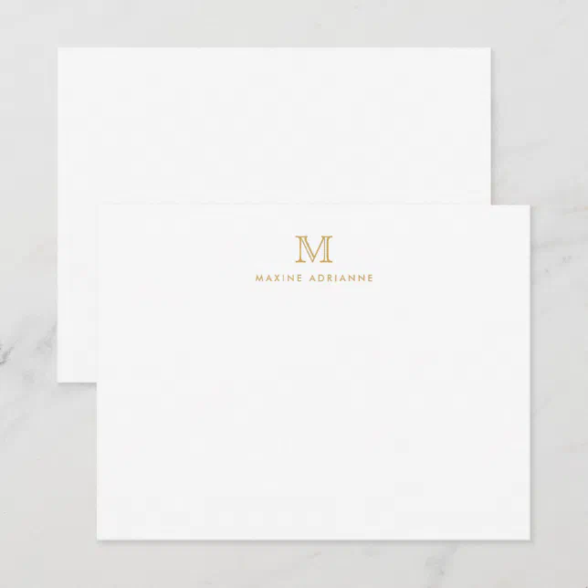 Classic Gold Modern Monogram Initial Note Card | Zazzle