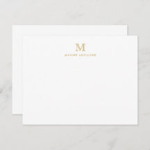 Classic Gold Modern Monogram Initial Note Card