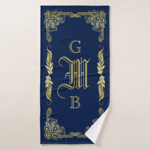 Classic Gold Monogram Choose Your Background Color Bath Towel