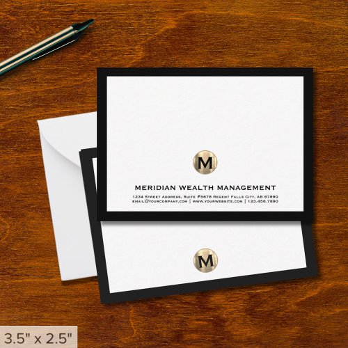 Classic Gold Monogram Financial Planner Note Card